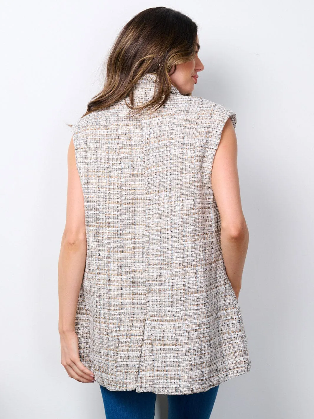 WOMEN'S SLEEVELESS BUTTON CLOSURE POCKETS MULTI VEST