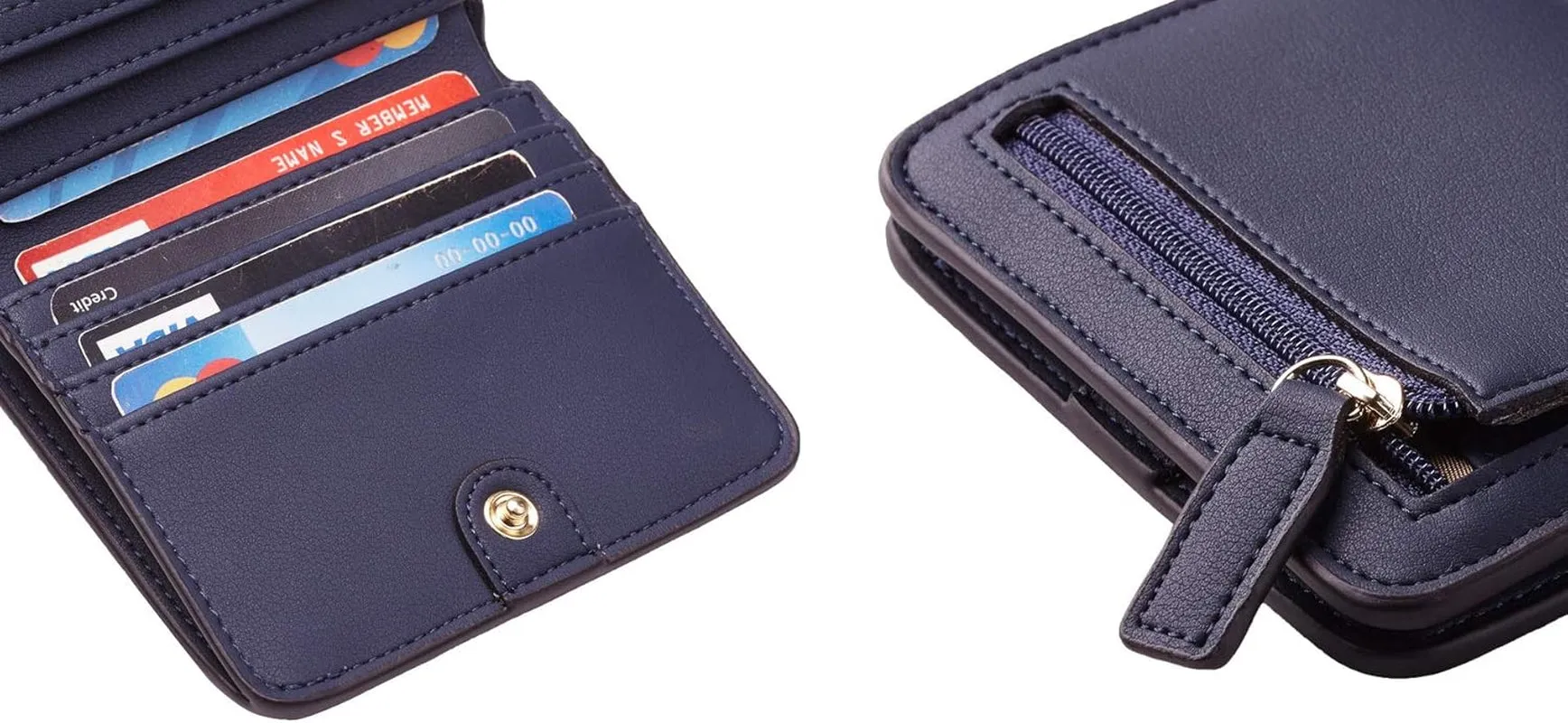 Womens Small Rfid Blocking Bifold Leather Wallet with Zipper coin pocket