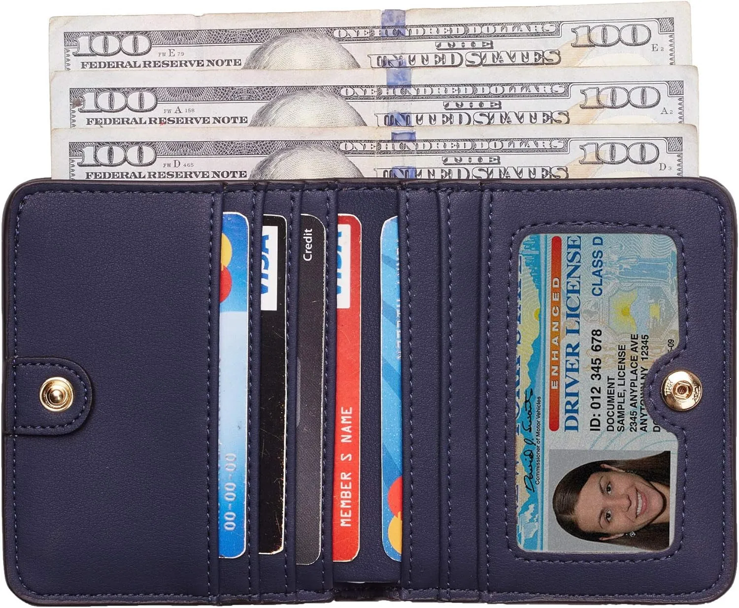 Womens Small Rfid Blocking Bifold Leather Wallet with Zipper coin pocket