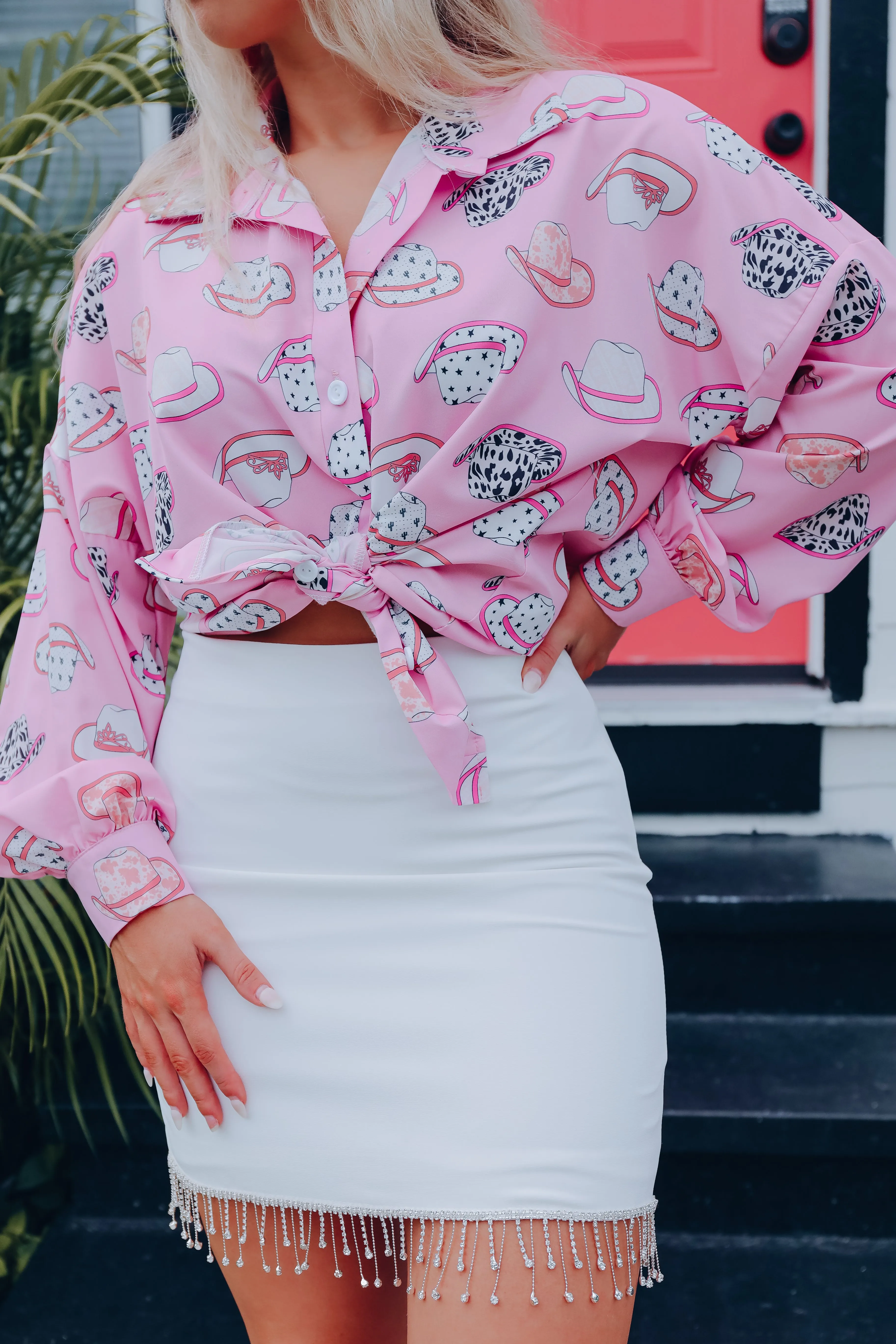 You Sparkle Rhinestone Fringe Mini Skirt - White
