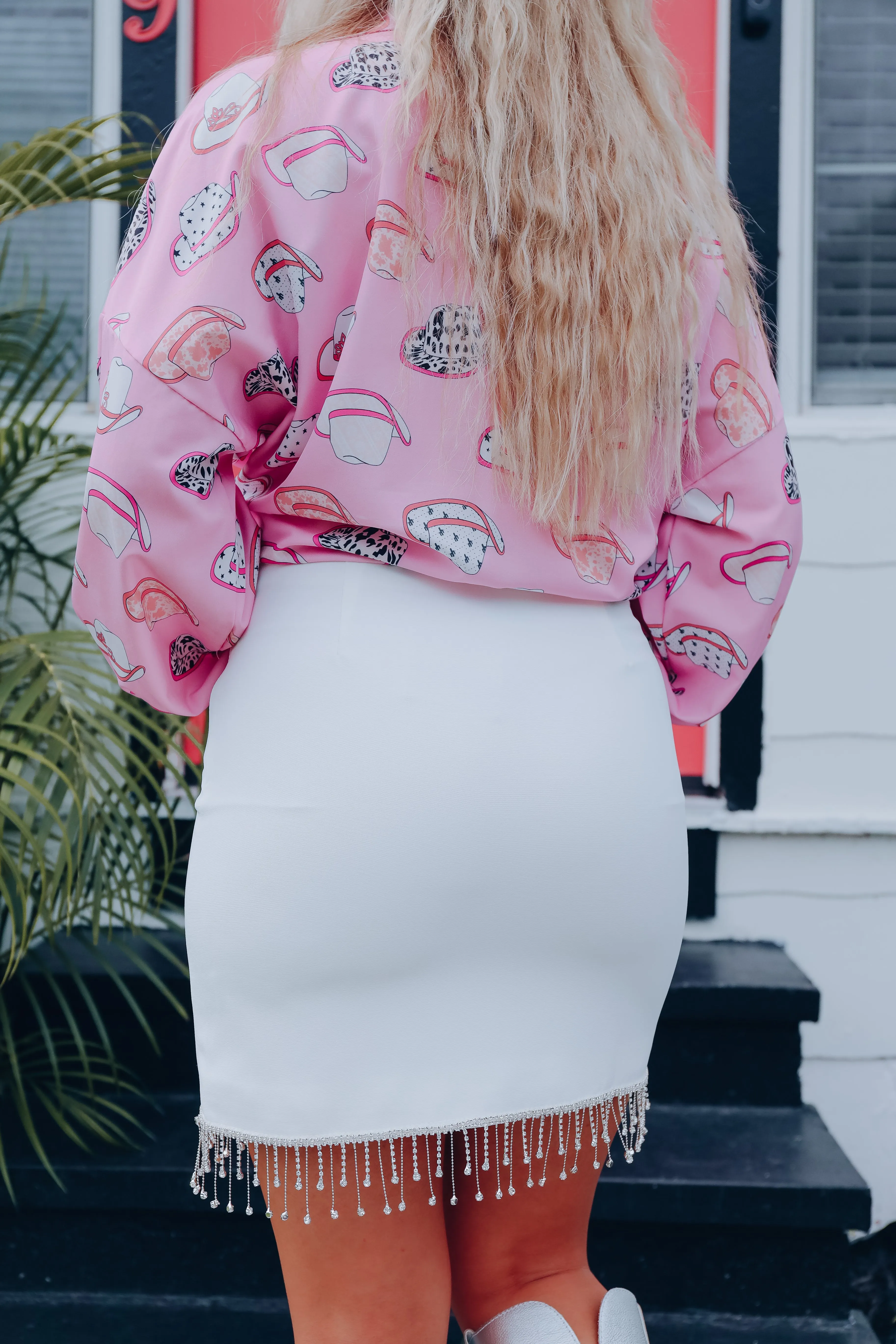 You Sparkle Rhinestone Fringe Mini Skirt - White