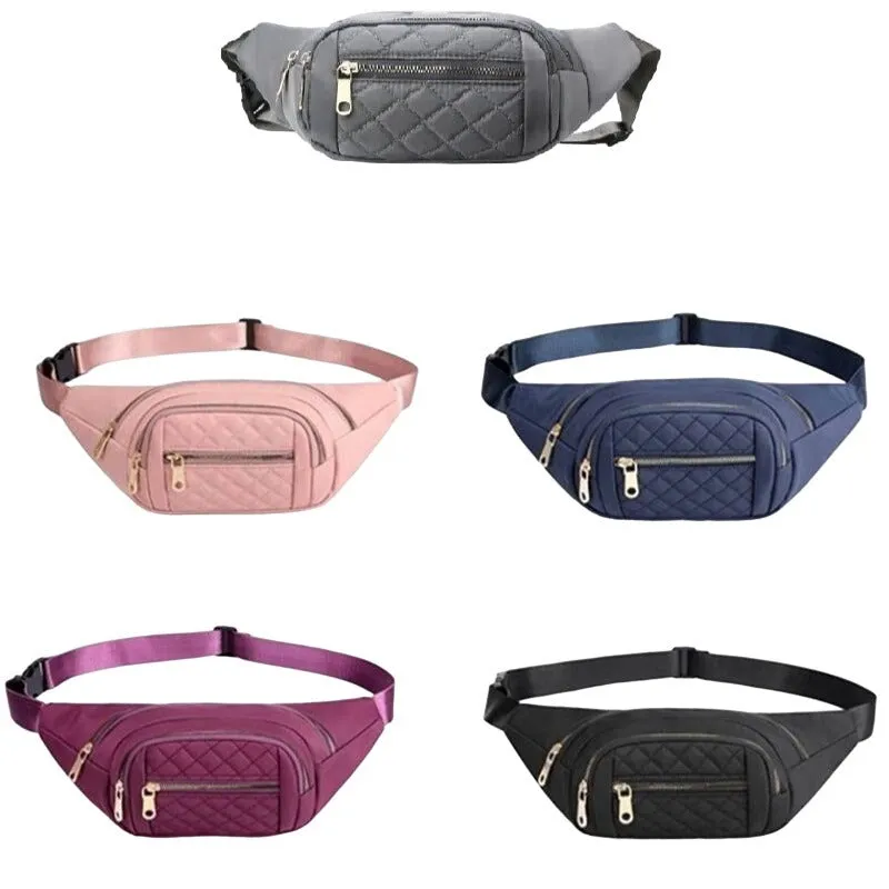 Zenana Black Quilted Multi Pocket Waist Belt Bag U-239