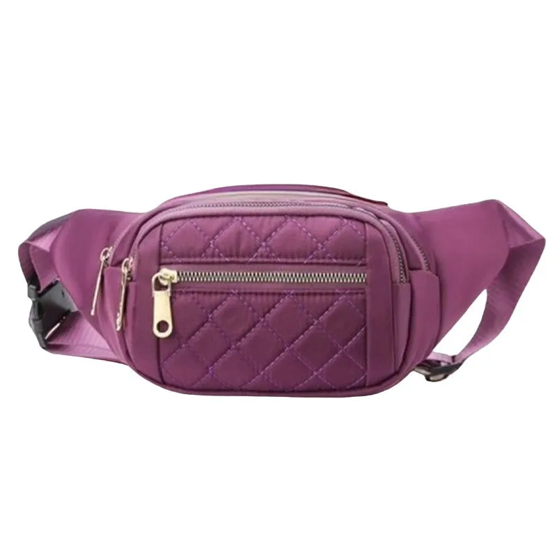 Zenana Black Quilted Multi Pocket Waist Belt Bag U-239